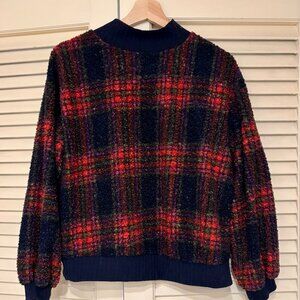 Porride / Anthropologie Plaid Sherpa Mockneck Sweater